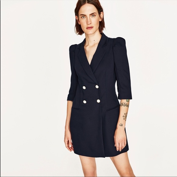 navy blazer dress zara
